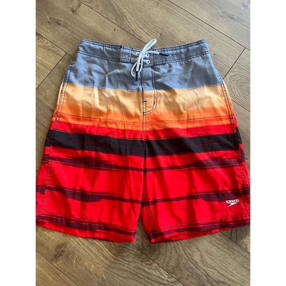 Speedo Men's Ombré Gradient Stripe Stretch 20" Board Shorts, Medium - Picture 4 of 10